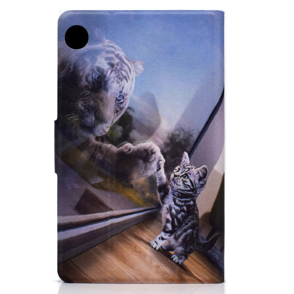 TPU + PU Leather Pattern Printing Tablet Case for Lenovo Tab M10 Plus - Cat and Tiger