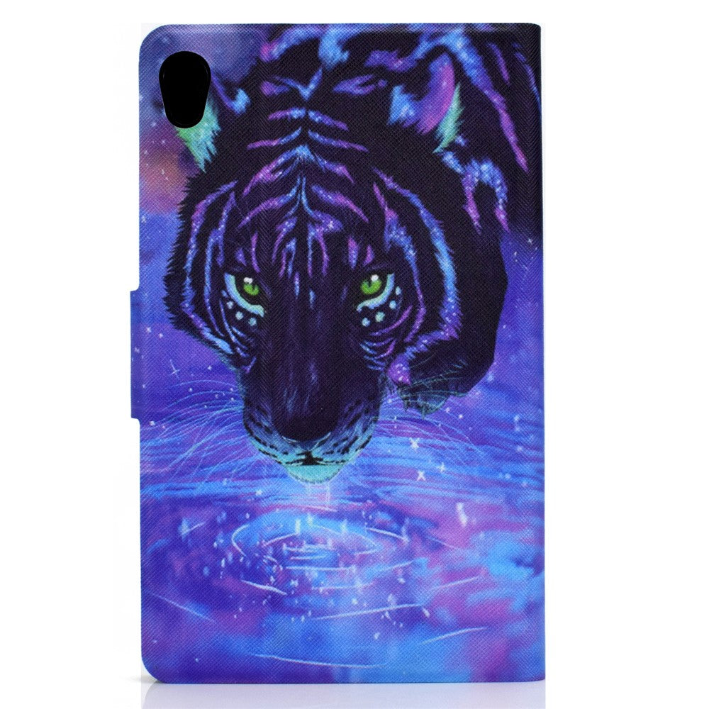 TPU + PU Leather Pattern Printing Card Holder Tablet Case for Lenovo Tab M10 HD Gen 2 X306X - Tiger