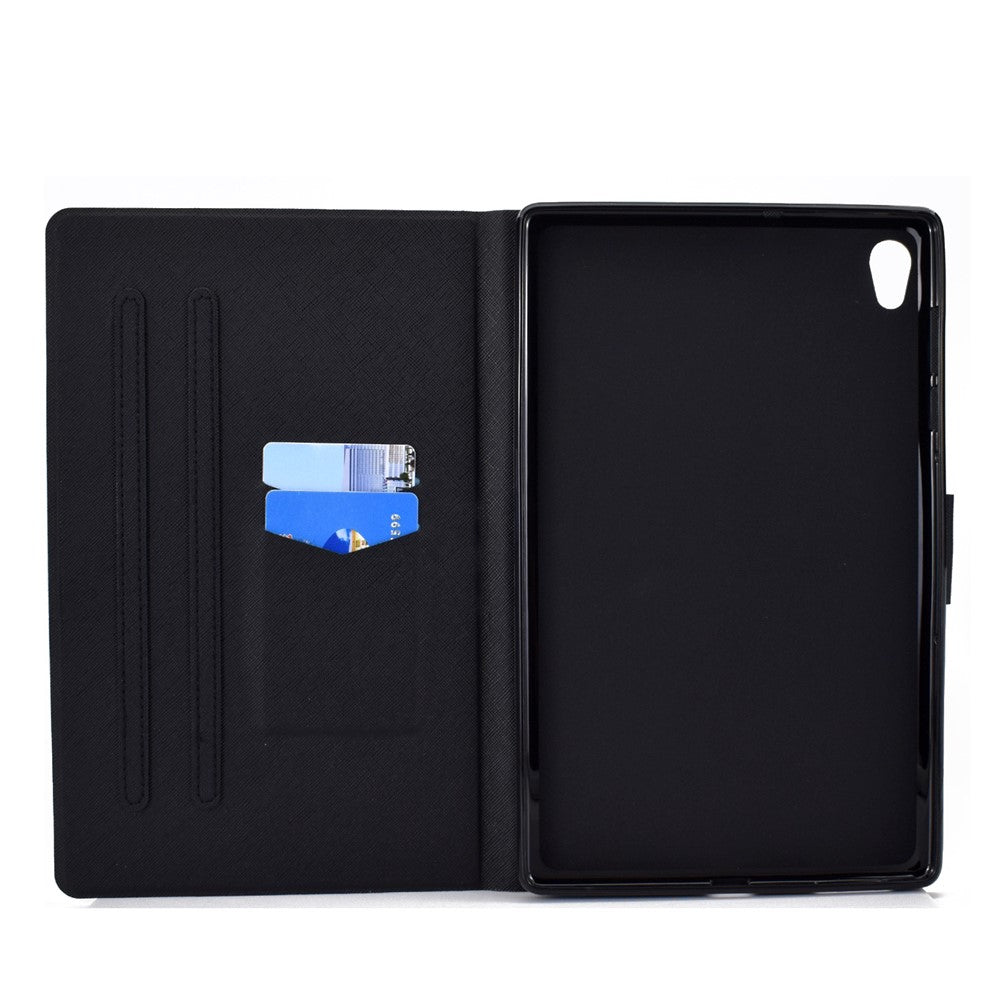 TPU + PU Leather Pattern Printing Card Holder Tablet Case for Lenovo Tab M10 HD Gen 2 X306X - Pandas and Tree