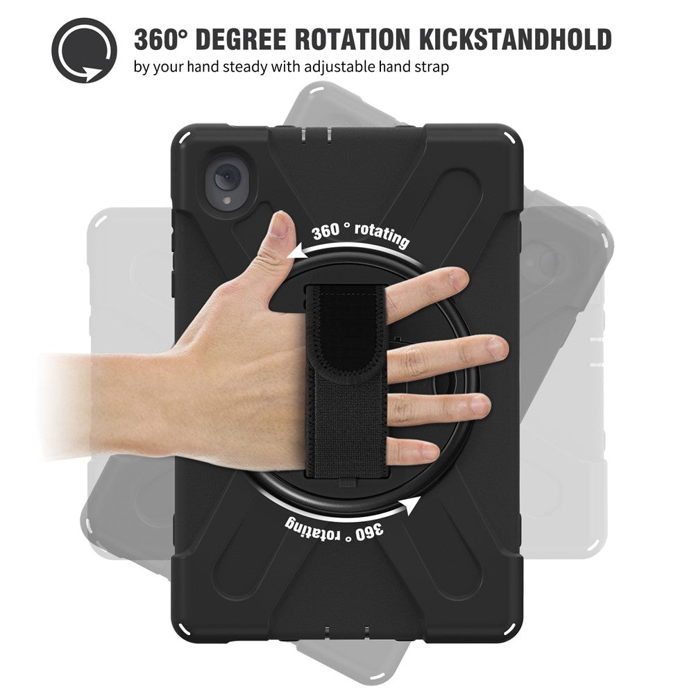 PC + Silicone Case with Kickstand Shoulder Strap for Lenovo Tab M10 Plus (2020) / K10 (2021) TB-X606F / 606X / X6C6F / X6C6X / X6C6NBF - Black