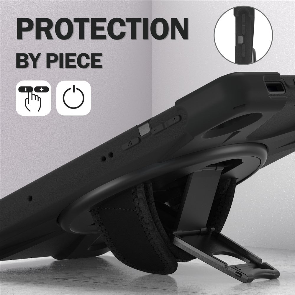 PC + Silicone Case with Kickstand Shoulder Strap for Lenovo Tab M10 Plus (2020) / K10 (2021) TB-X606F / 606X / X6C6F / X6C6X / X6C6NBF - Black