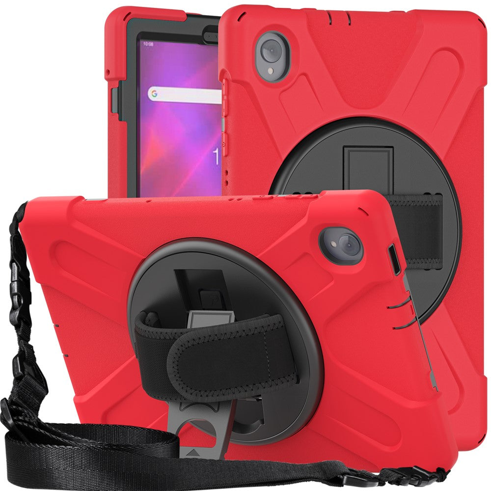 PC + Silicone Case with Kickstand Shoulder Strap for Lenovo Tab M10 Plus (2020) / K10 (2021) TB-X606F / 606X / X6C6F / X6C6X / X6C6NBF - Red