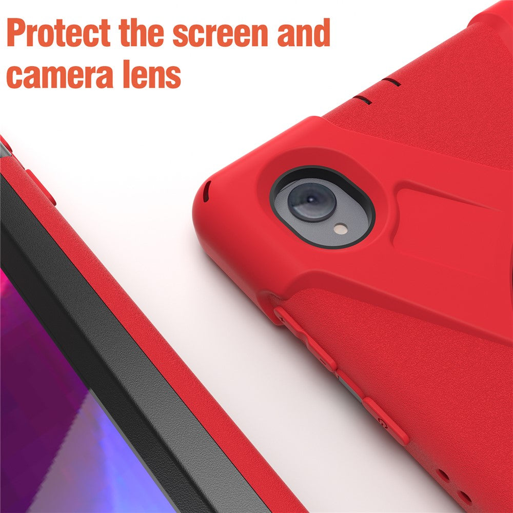 PC + Silicone Case with Kickstand Shoulder Strap for Lenovo Tab M10 Plus (2020) / K10 (2021) TB-X606F / 606X / X6C6F / X6C6X / X6C6NBF - Red