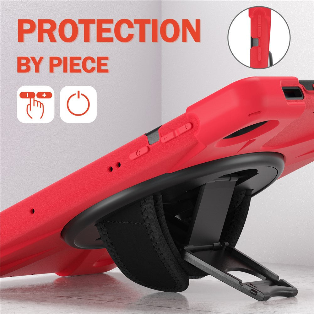 PC + Silicone Case with Kickstand Shoulder Strap for Lenovo Tab M10 Plus (2020) / K10 (2021) TB-X606F / 606X / X6C6F / X6C6X / X6C6NBF - Red