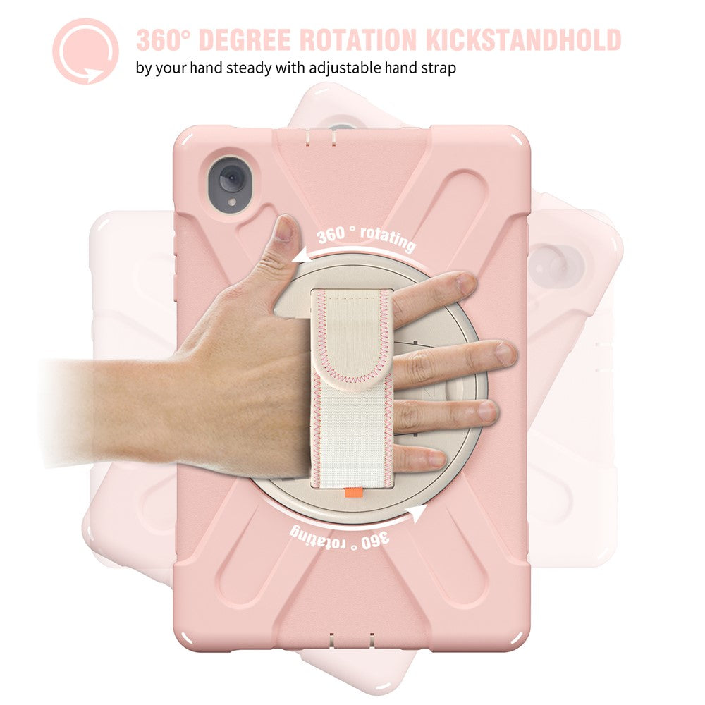 PC + Silicone Case with Kickstand Shoulder Strap for Lenovo Tab M10 Plus (2020) / K10 (2021) TB-X606F / 606X / X6C6F / X6C6X / X6C6NBF - Pink