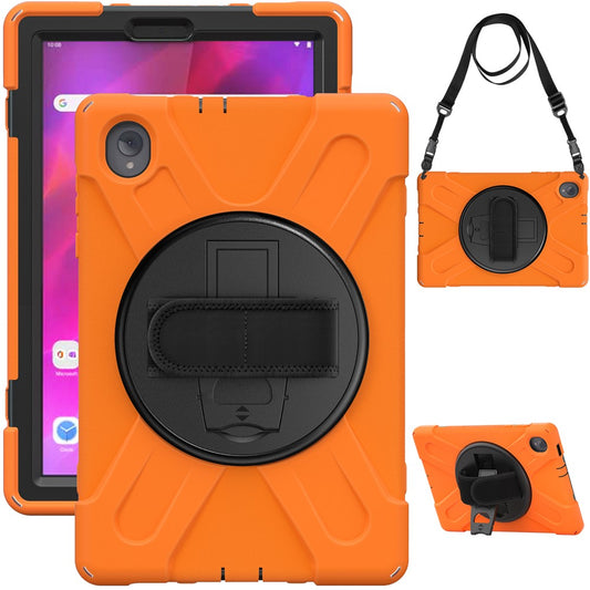 PC + Silicone Case with Kickstand Shoulder Strap for Lenovo Tab M10 Plus (2020) / K10 (2021) TB-X606F / 606X / X6C6F / X6C6X / X6C6NBF - Orange