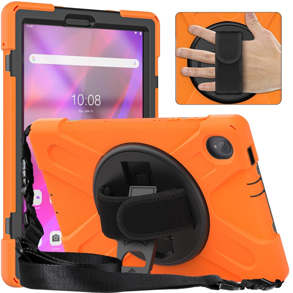 PC + Silicone Case with Kickstand Shoulder Strap for Lenovo Tab M10 Plus (2020) / K10 (2021) TB-X606F / 606X / X6C6F / X6C6X / X6C6NBF - Orange