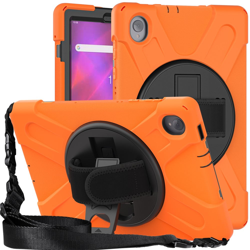 PC + Silicone Case with Kickstand Shoulder Strap for Lenovo Tab M10 Plus (2020) / K10 (2021) TB-X606F / 606X / X6C6F / X6C6X / X6C6NBF - Orange