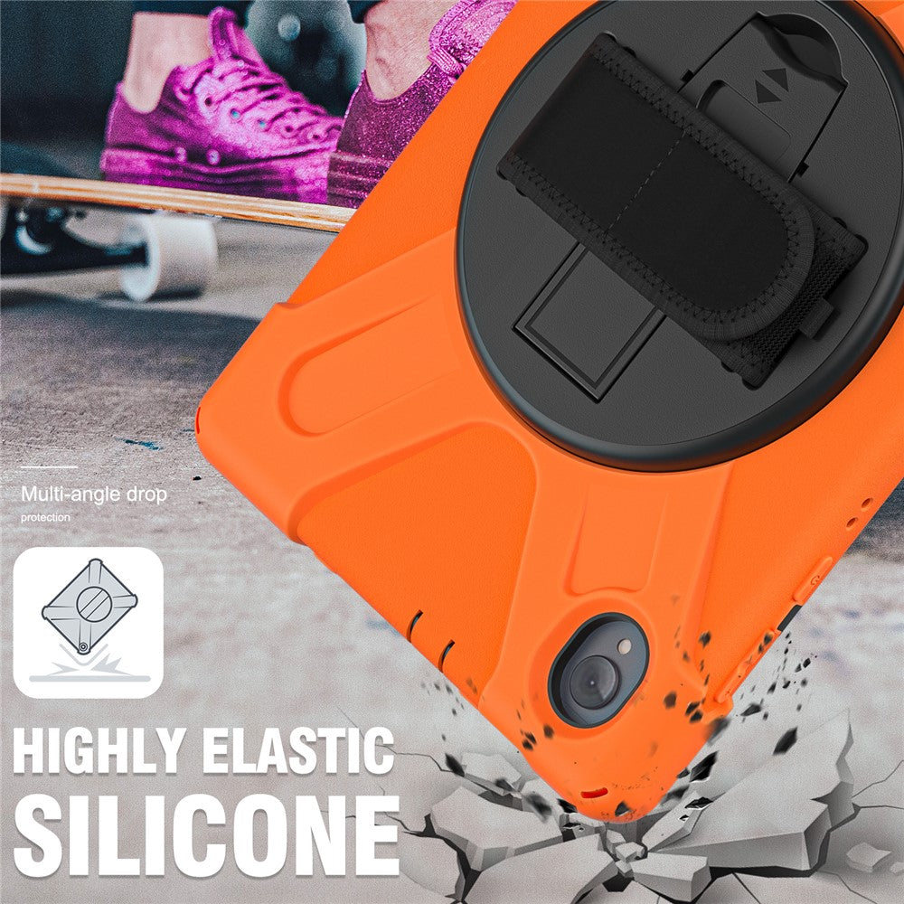 PC + Silicone Case with Kickstand Shoulder Strap for Lenovo Tab M10 Plus (2020) / K10 (2021) TB-X606F / 606X / X6C6F / X6C6X / X6C6NBF - Orange