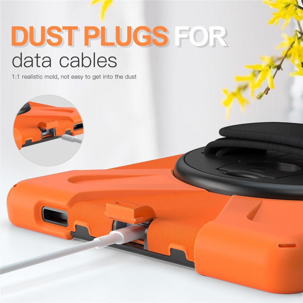 PC + Silicone Case with Kickstand Shoulder Strap for Lenovo Tab M10 Plus (2020) / K10 (2021) TB-X606F / 606X / X6C6F / X6C6X / X6C6NBF - Orange