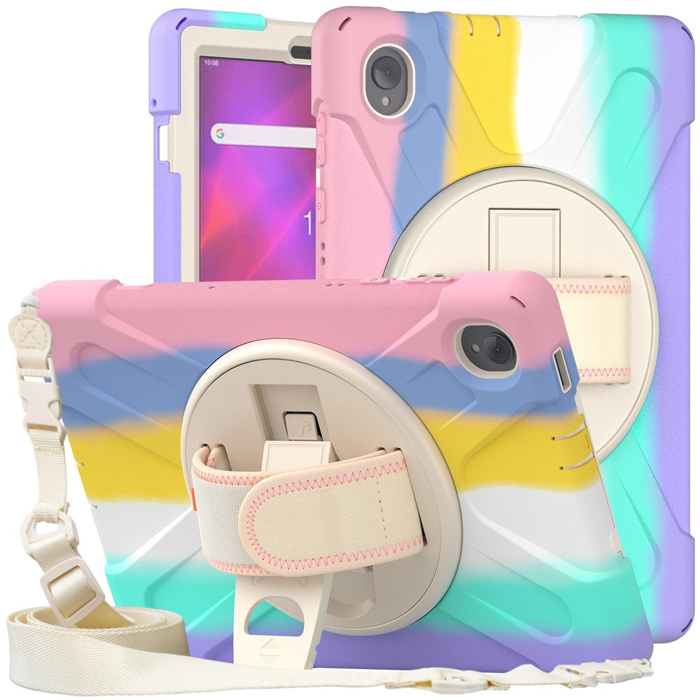 PC + Silicone Case with Kickstand Shoulder Strap for Lenovo Tab M10 Plus (2020) / K10 (2021) TB-X606F / 606X / X6C6F / X6C6X / X6C6NBF - Colored Pink