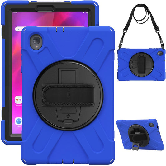 PC + Silicone Case with Kickstand Shoulder Strap for Lenovo Tab M10 Plus (2020) / K10 (2021) TB-X606F / 606X / X6C6F / X6C6X / X6C6NBF - Blue