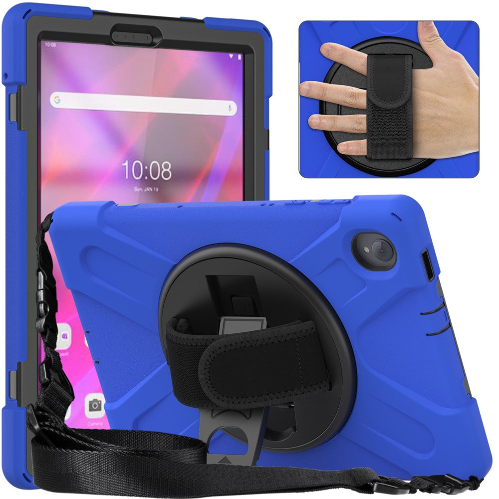 PC + Silicone Case with Kickstand Shoulder Strap for Lenovo Tab M10 Plus (2020) / K10 (2021) TB-X606F / 606X / X6C6F / X6C6X / X6C6NBF - Blue
