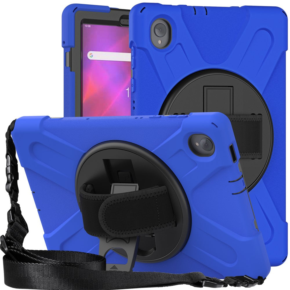 PC + Silicone Case with Kickstand Shoulder Strap for Lenovo Tab M10 Plus (2020) / K10 (2021) TB-X606F / 606X / X6C6F / X6C6X / X6C6NBF - Blue