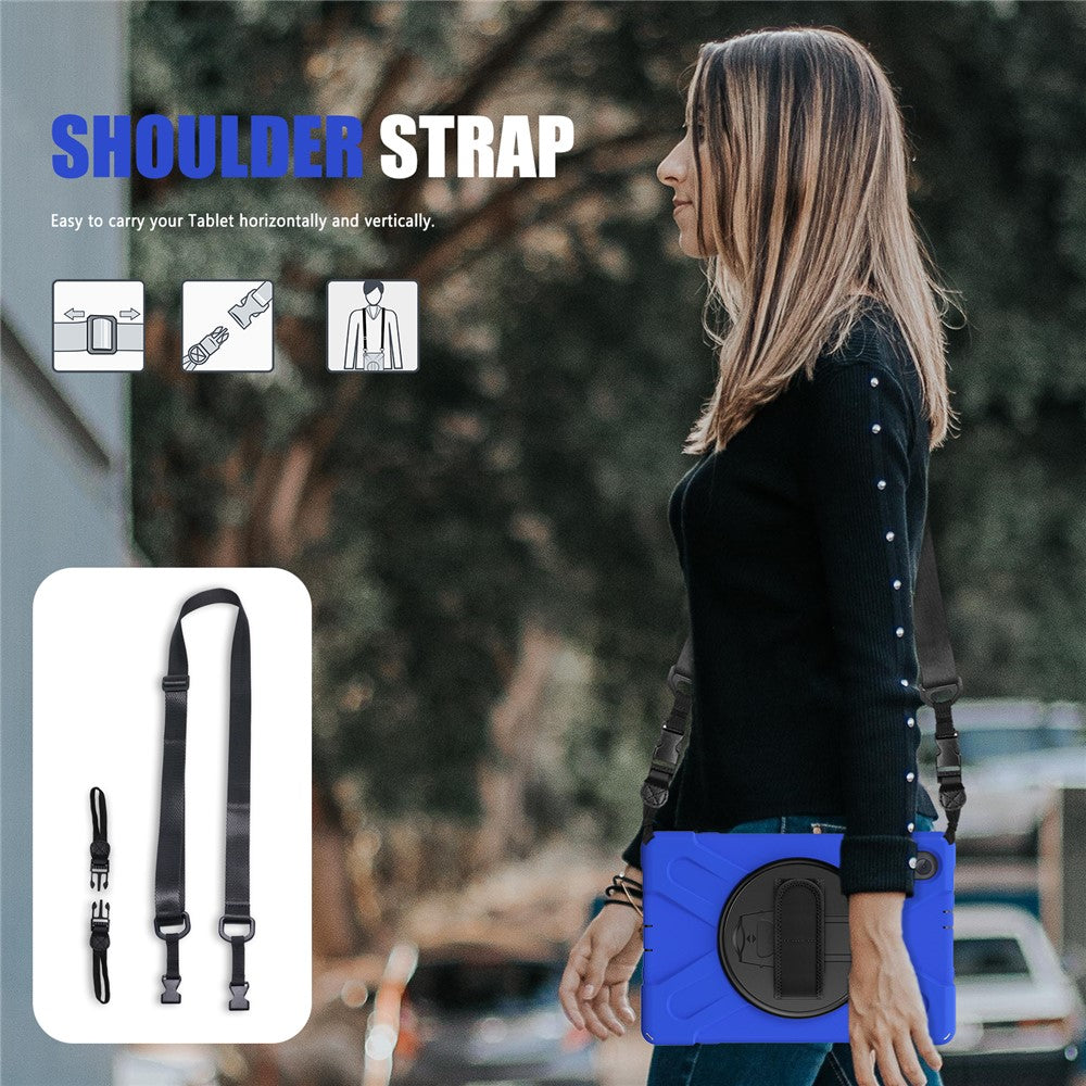 PC + Silicone Case with Kickstand Shoulder Strap for Lenovo Tab M10 Plus (2020) / K10 (2021) TB-X606F / 606X / X6C6F / X6C6X / X6C6NBF - Blue