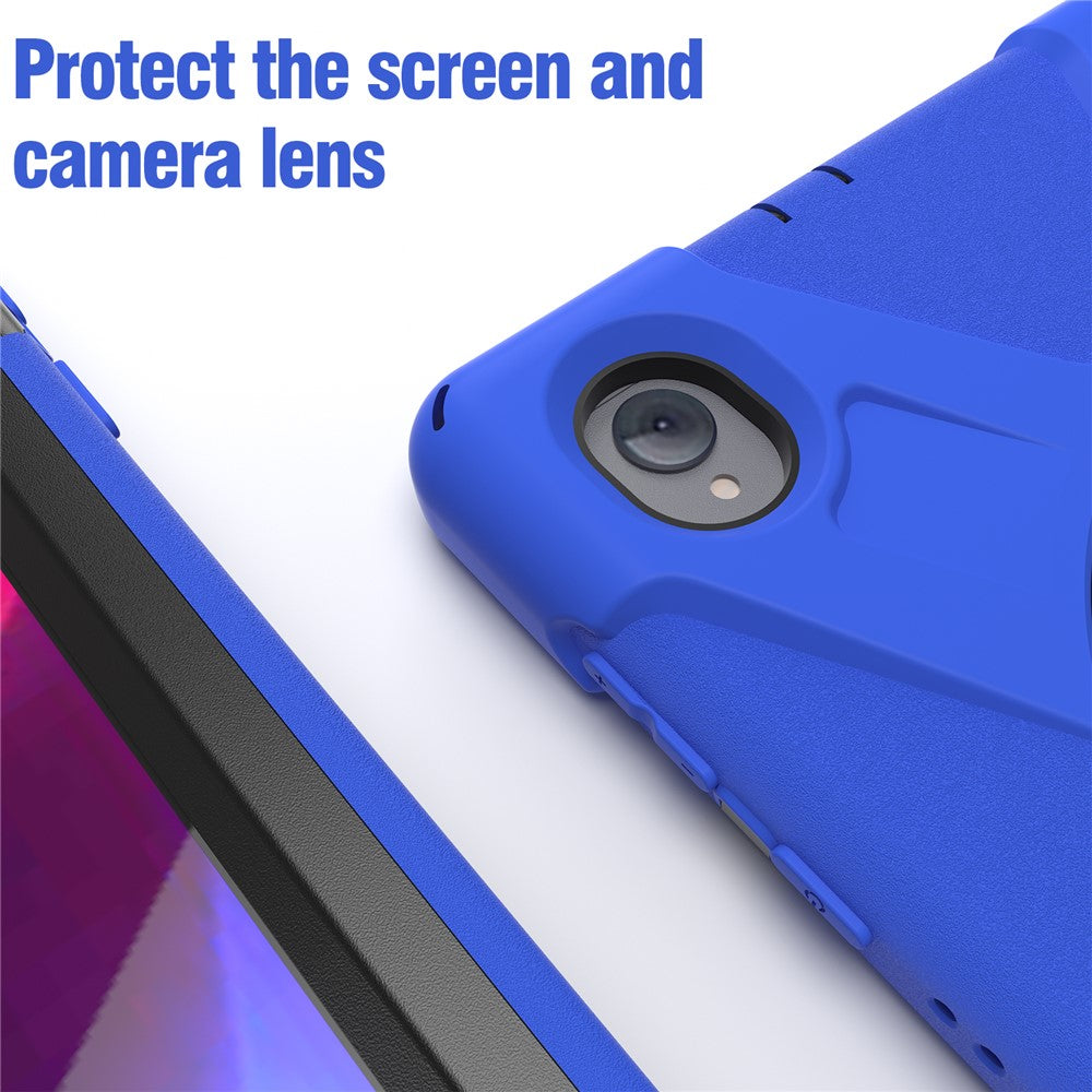 PC + Silicone Case with Kickstand Shoulder Strap for Lenovo Tab M10 Plus (2020) / K10 (2021) TB-X606F / 606X / X6C6F / X6C6X / X6C6NBF - Blue