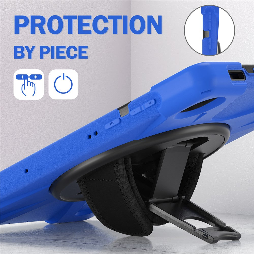 PC + Silicone Case with Kickstand Shoulder Strap for Lenovo Tab M10 Plus (2020) / K10 (2021) TB-X606F / 606X / X6C6F / X6C6X / X6C6NBF - Blue
