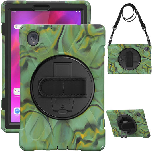 PC + Silicone Case with Kickstand Shoulder Strap for Lenovo Tab M10 Plus (2020) / K10 (2021) TB-X606F / 606X / X6C6F / X6C6X / X6C6NBF - Camouflage
