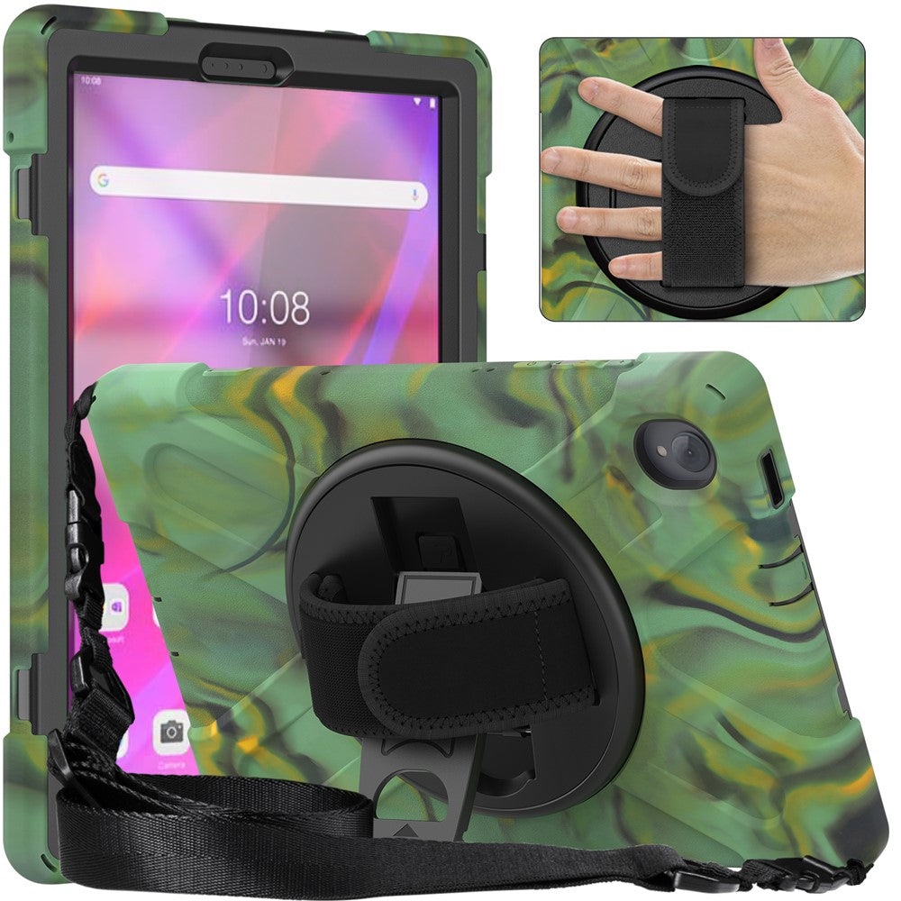 PC + Silicone Case with Kickstand Shoulder Strap for Lenovo Tab M10 Plus (2020) / K10 (2021) TB-X606F / 606X / X6C6F / X6C6X / X6C6NBF - Camouflage