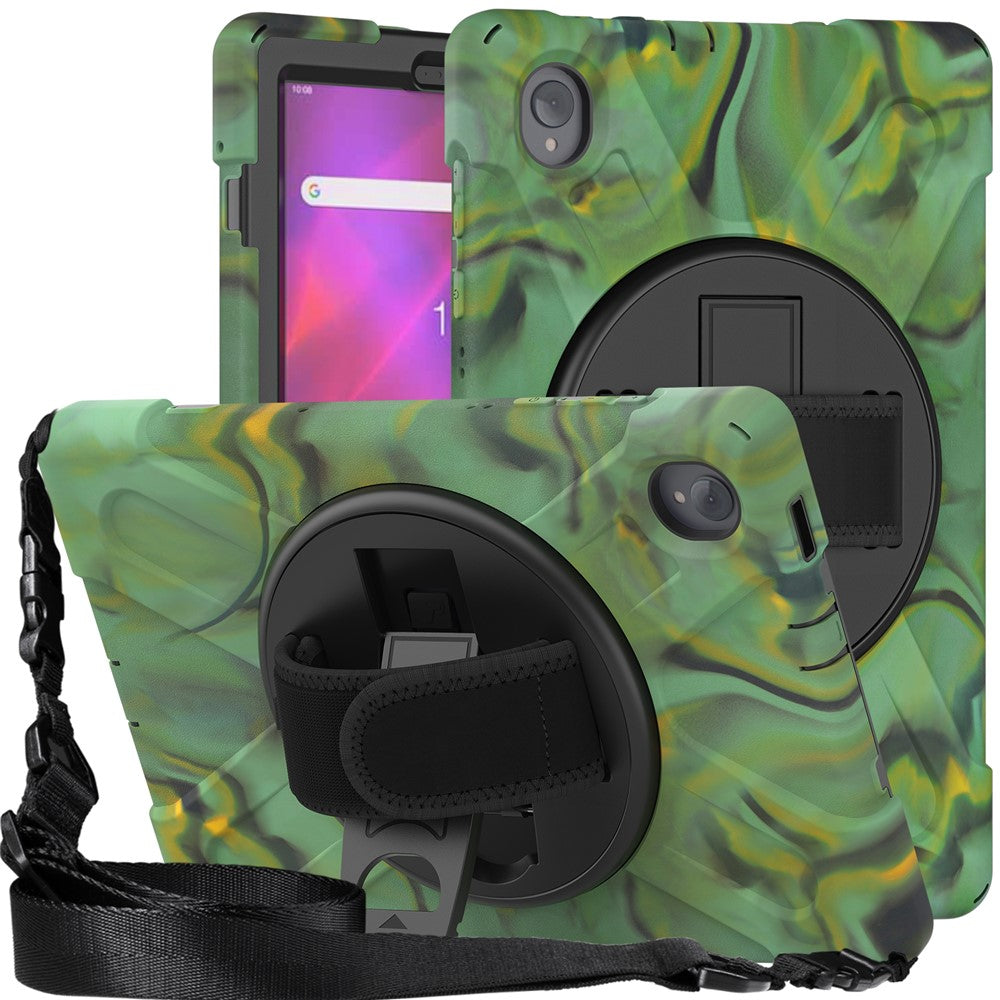 PC + Silicone Case with Kickstand Shoulder Strap for Lenovo Tab M10 Plus (2020) / K10 (2021) TB-X606F / 606X / X6C6F / X6C6X / X6C6NBF - Camouflage