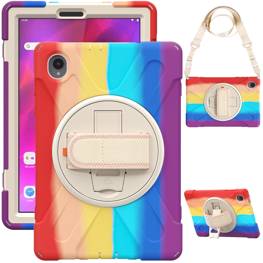 PC + Silicone Case with Kickstand Shoulder Strap for Lenovo Tab M10 Plus (2020) / K10 (2021) TB-X606F / 606X / X6C6F / X6C6X / X6C6NBF - Colored Red
