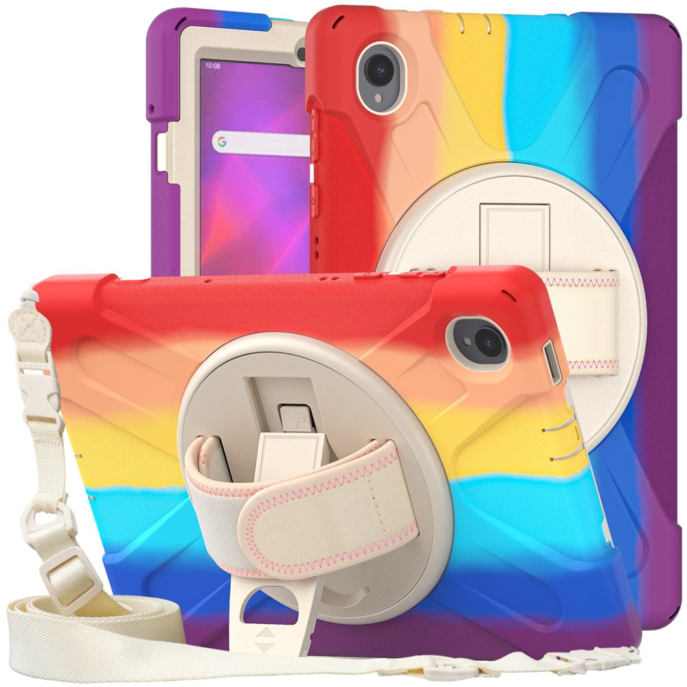 PC + Silicone Case with Kickstand Shoulder Strap for Lenovo Tab M10 Plus (2020) / K10 (2021) TB-X606F / 606X / X6C6F / X6C6X / X6C6NBF - Colored Red