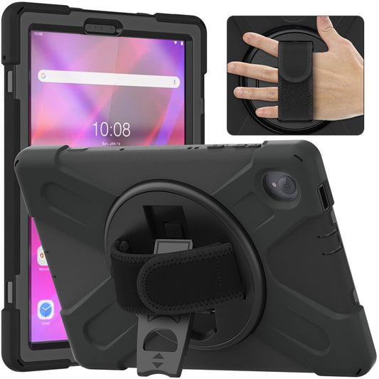 360° Swivel Kickstand PC + Silicone Case for Lenovo Tab M10 Plus (2020) / K10 (2021) TB-X606F / 606X / X6C6F / X6C6X / X6C6NBF - Black