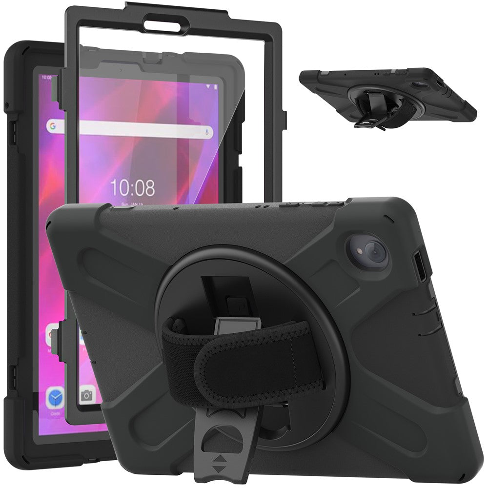 360° Swivel Kickstand PC + Silicone Case for Lenovo Tab M10 Plus (2020) / K10 (2021) TB-X606F / 606X / X6C6F / X6C6X / X6C6NBF - Black