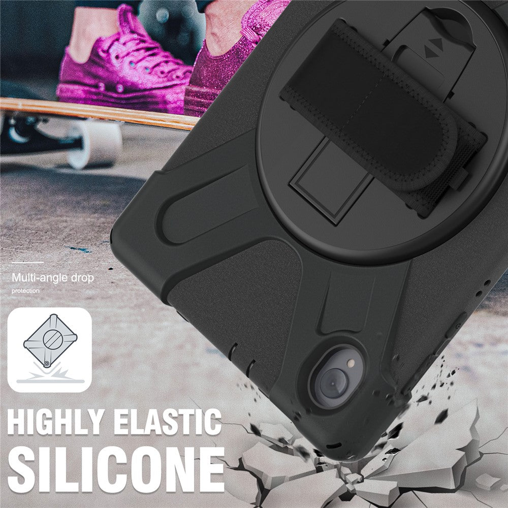 360° Swivel Kickstand PC + Silicone Case for Lenovo Tab M10 Plus (2020) / K10 (2021) TB-X606F / 606X / X6C6F / X6C6X / X6C6NBF - Black