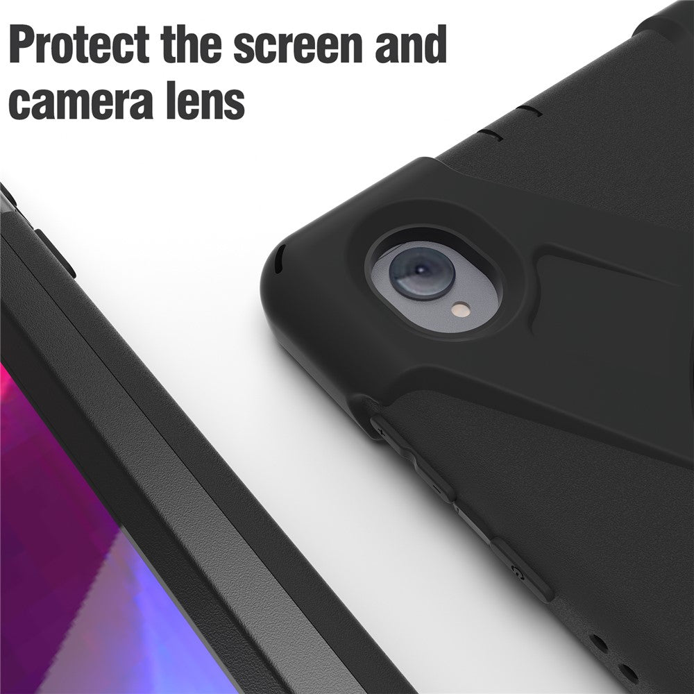 360° Swivel Kickstand PC + Silicone Case for Lenovo Tab M10 Plus (2020) / K10 (2021) TB-X606F / 606X / X6C6F / X6C6X / X6C6NBF - Black