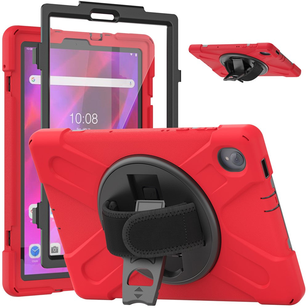 360° Swivel Kickstand PC + Silicone Case for Lenovo Tab M10 Plus (2020) / K10 (2021) TB-X606F / 606X / X6C6F / X6C6X / X6C6NBF - Red