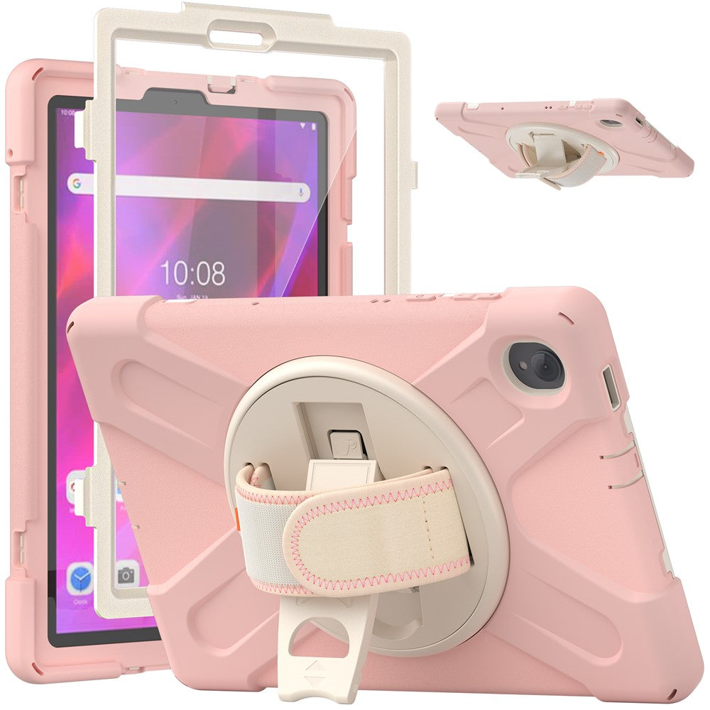 360° Swivel Kickstand PC + Silicone Case for Lenovo Tab M10 Plus (2020) / K10 (2021) TB-X606F / 606X / X6C6F / X6C6X / X6C6NBF - Pink