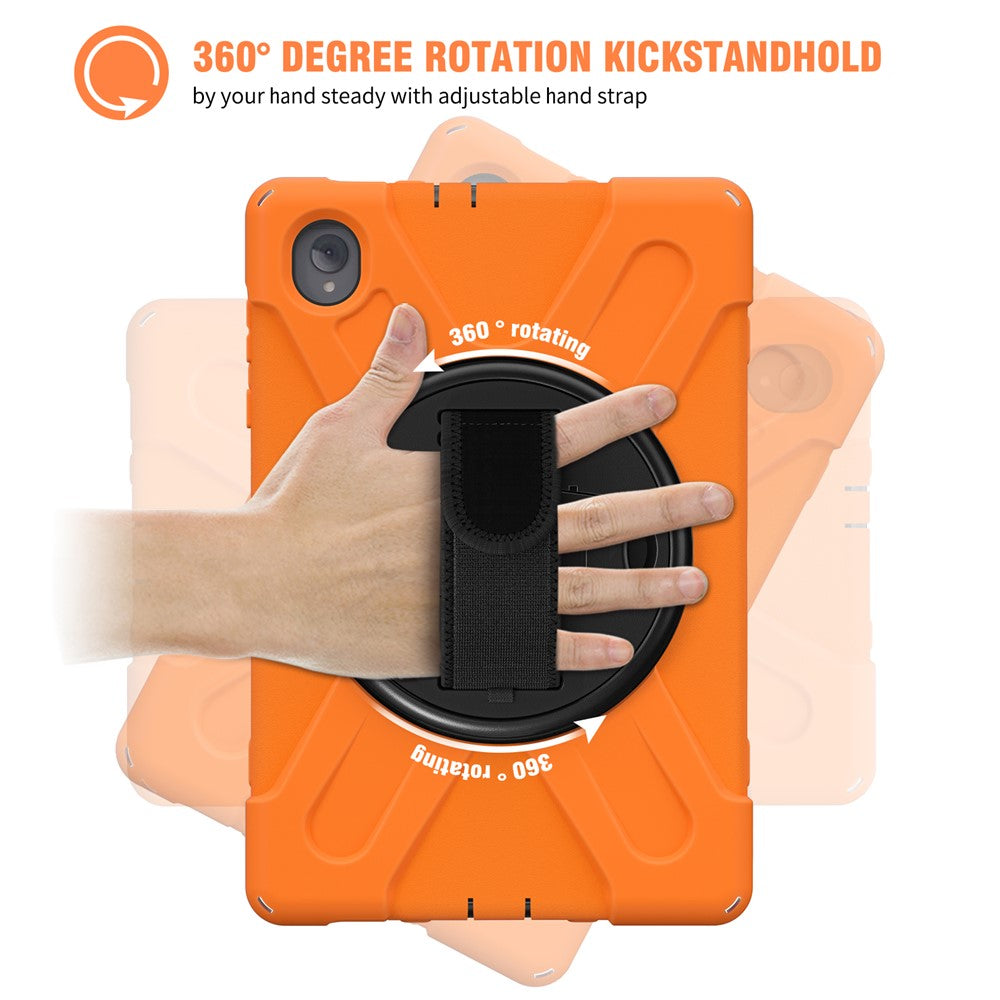 360° Swivel Kickstand PC + Silicone Case for Lenovo Tab M10 Plus (2020) / K10 (2021) TB-X606F / 606X / X6C6F / X6C6X / X6C6NBF - Orange