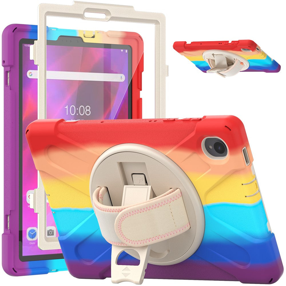 360° Swivel Kickstand PC + Silicone Case for Lenovo Tab M10 Plus (2020) / K10 (2021) TB-X606F / 606X / X6C6F / X6C6X / X6C6NBF - Colored Red