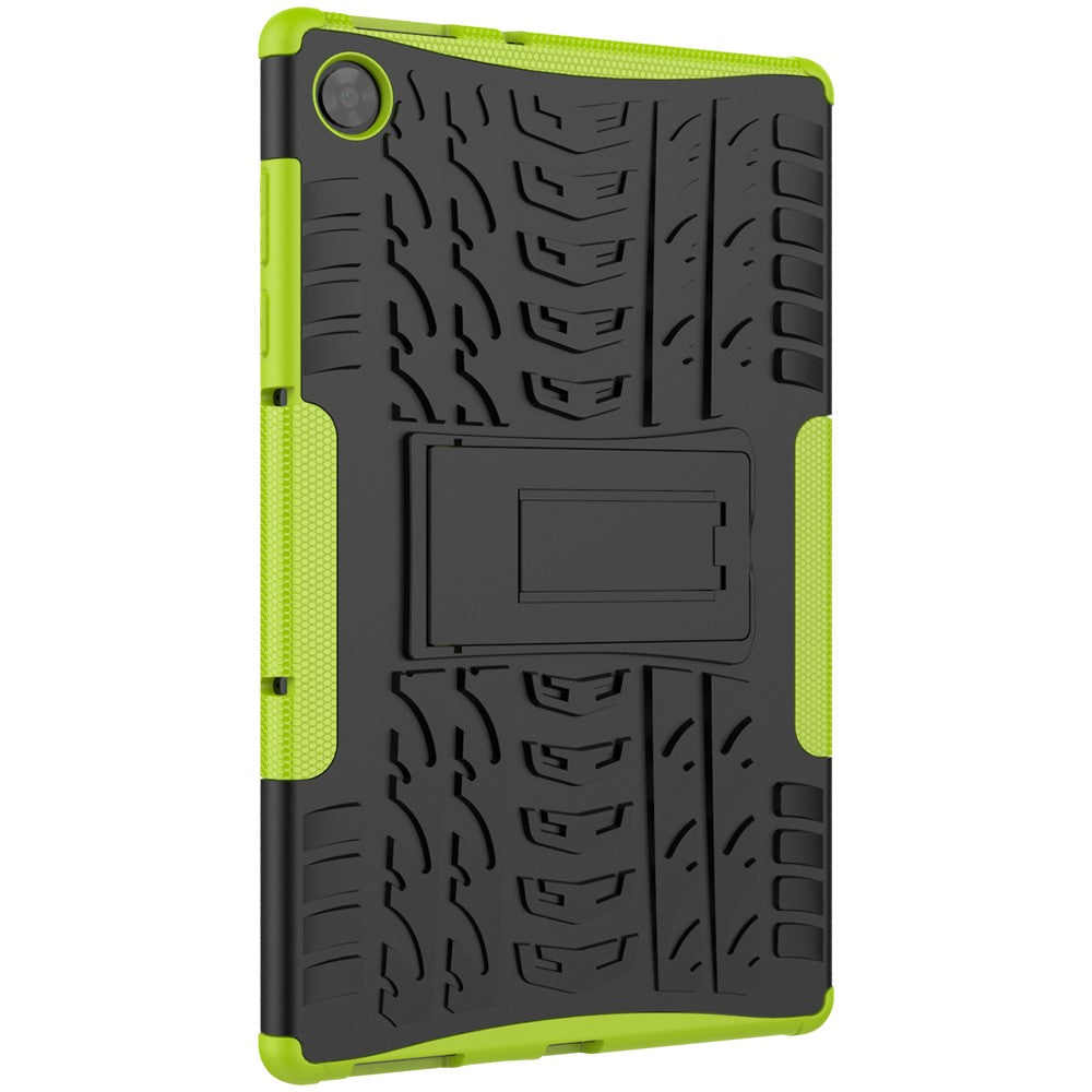Kickstand Design Cover Cool Tyre Surface PC + TPU Hybrid Tablet Shell Case for Lenovo Tab M10 HD Gen 2 X306 - Green