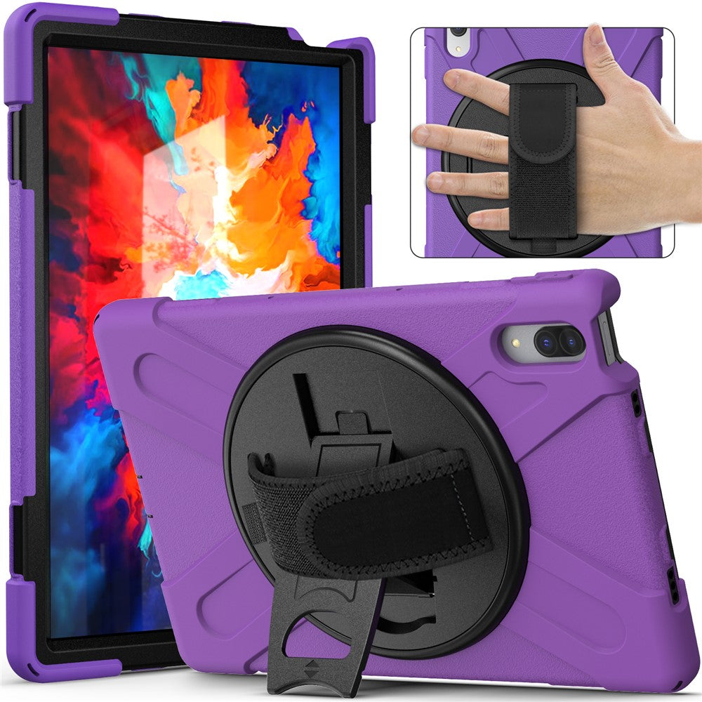 360° Rotary Kickstand Design PC + Silicone Tablet Case Shell for Lenovo Tab P11 Pro TB-J706F - Purple