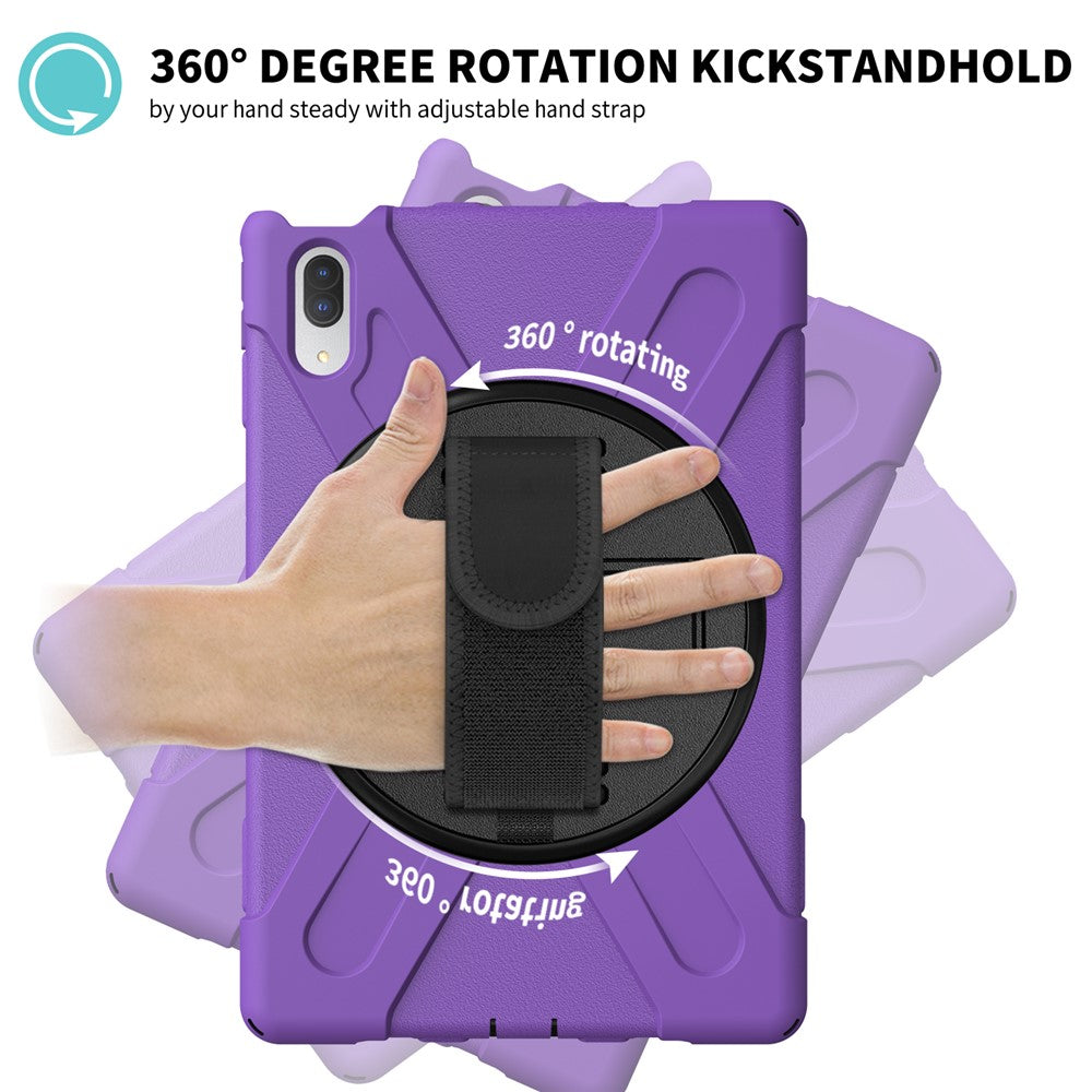360° Rotary Kickstand Design PC + Silicone Tablet Case Shell for Lenovo Tab P11 Pro TB-J706F - Purple