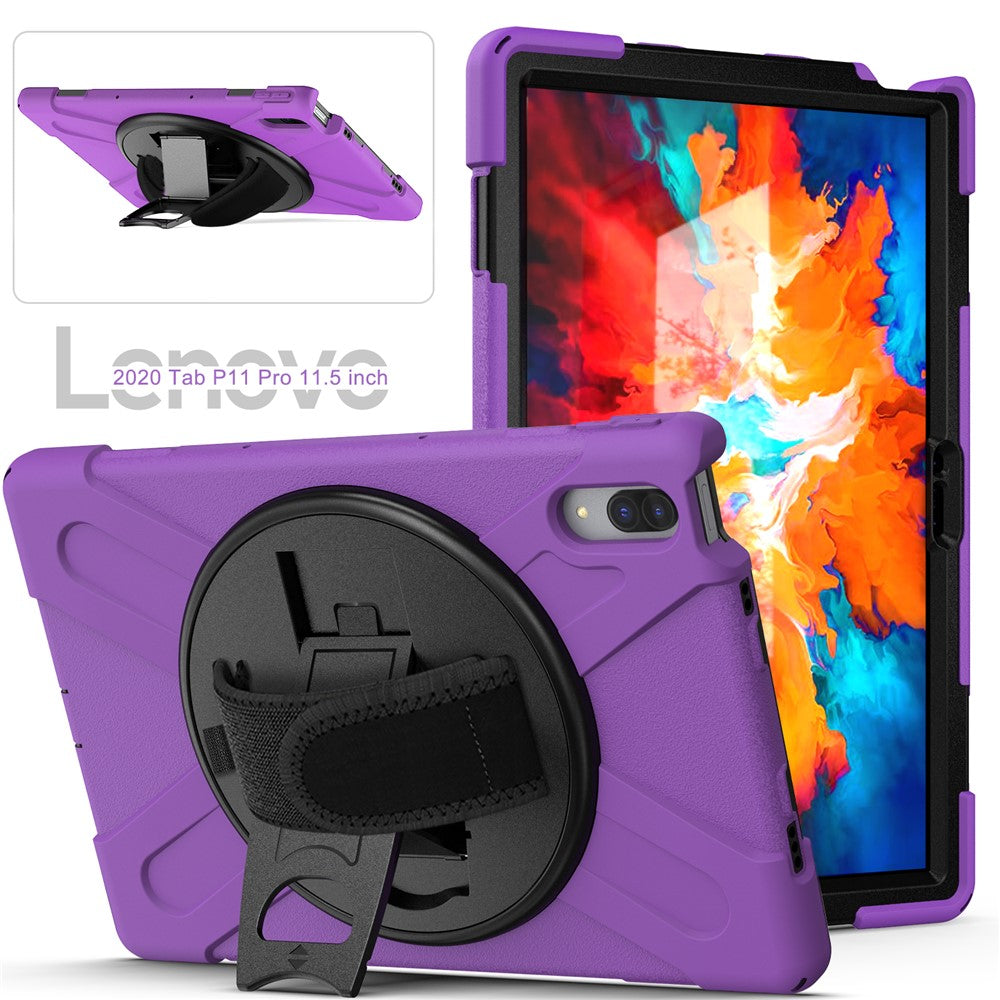 360° Rotary Kickstand Design PC + Silicone Tablet Case Shell for Lenovo Tab P11 Pro TB-J706F - Purple