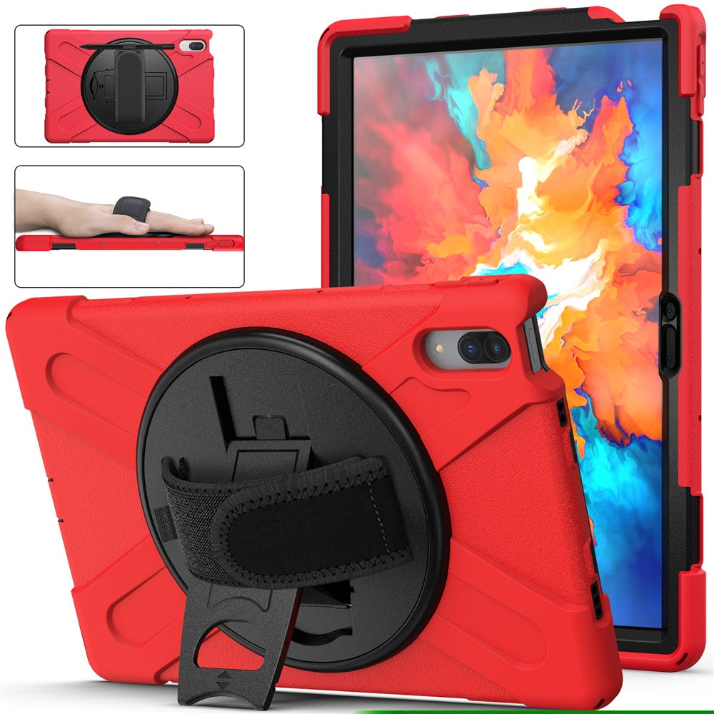 360° Rotary Kickstand Design PC + Silicone Tablet Case Shell for Lenovo Tab P11 Pro TB-J706F - Red