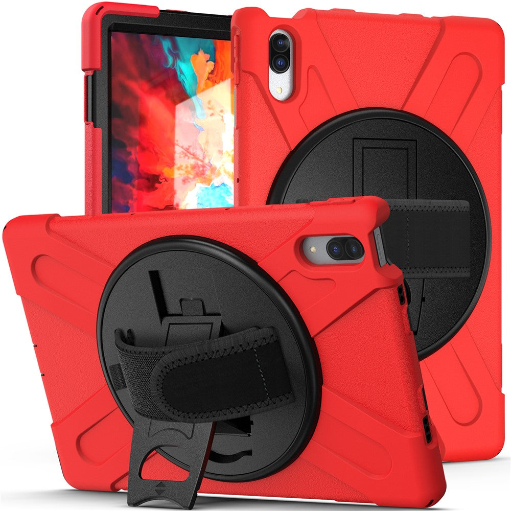 360° Rotary Kickstand Design PC + Silicone Tablet Case Shell for Lenovo Tab P11 Pro TB-J706F - Red