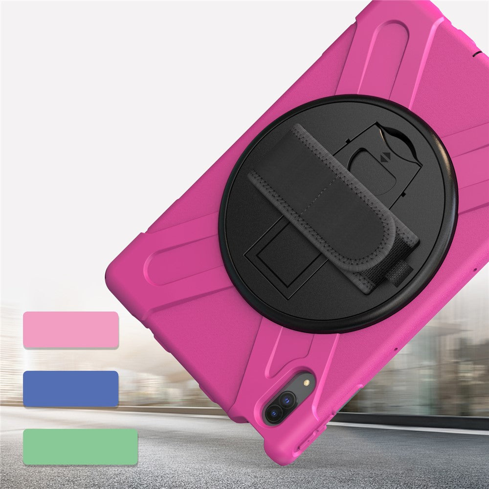 360° Rotary Kickstand Design PC + Silicone Tablet Case Shell for Lenovo Tab P11 Pro TB-J706F - Rose