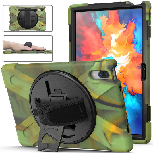 360° Rotary Kickstand Design PC + Silicone Tablet Case Shell for Lenovo Tab P11 Pro TB-J706F - Camouflage