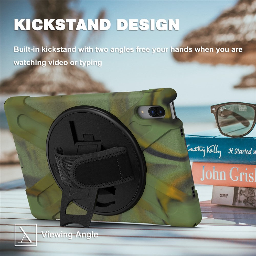 360° Rotary Kickstand Design PC + Silicone Tablet Case Shell for Lenovo Tab P11 Pro TB-J706F - Camouflage