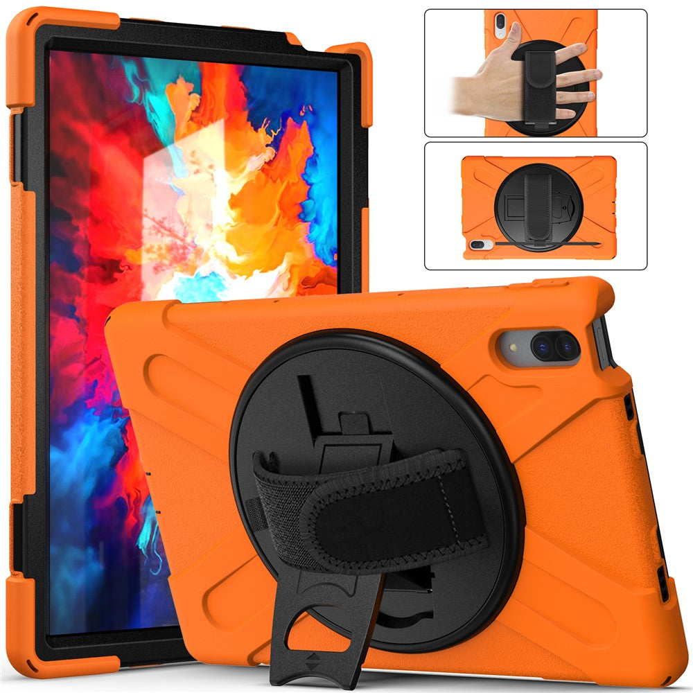 360° Rotary Kickstand Design PC + Silicone Tablet Case Shell for Lenovo Tab P11 Pro TB-J706F - Orange