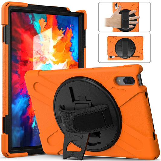 360° Rotary Kickstand Design PC + Silicone Tablet Case Shell for Lenovo Tab P11 Pro TB-J706F - Orange