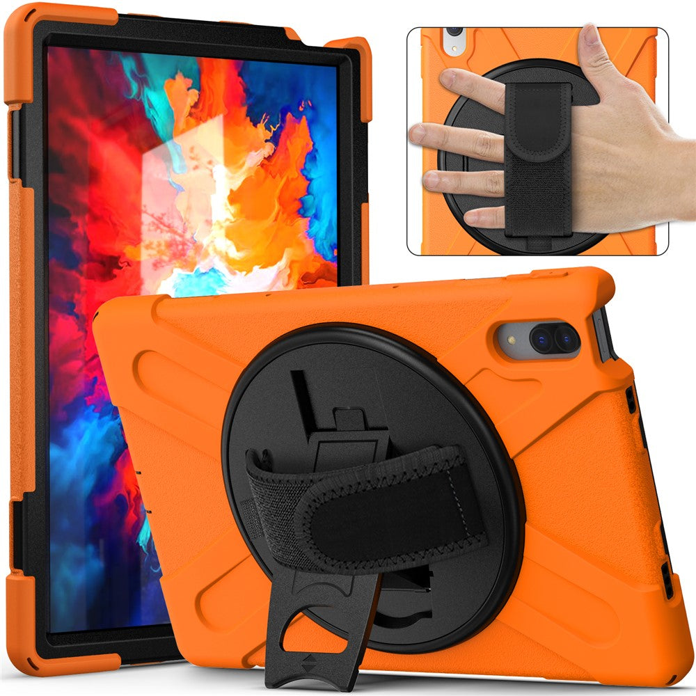 360° Rotary Kickstand Design PC + Silicone Tablet Case Shell for Lenovo Tab P11 Pro TB-J706F - Orange