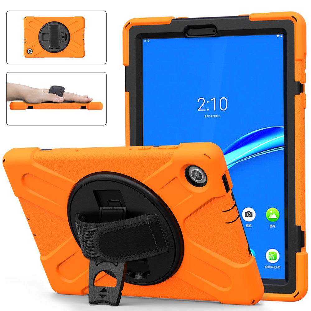 360° Swivel Kickstand  PC + Silicone Tablet Case Shell for Lenovo M10 X306X - Orange