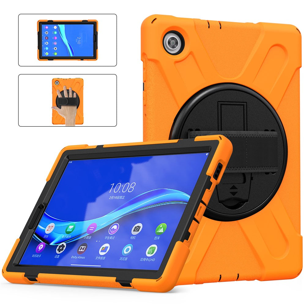 360° Swivel Kickstand  PC + Silicone Tablet Case Shell for Lenovo M10 X306X - Orange