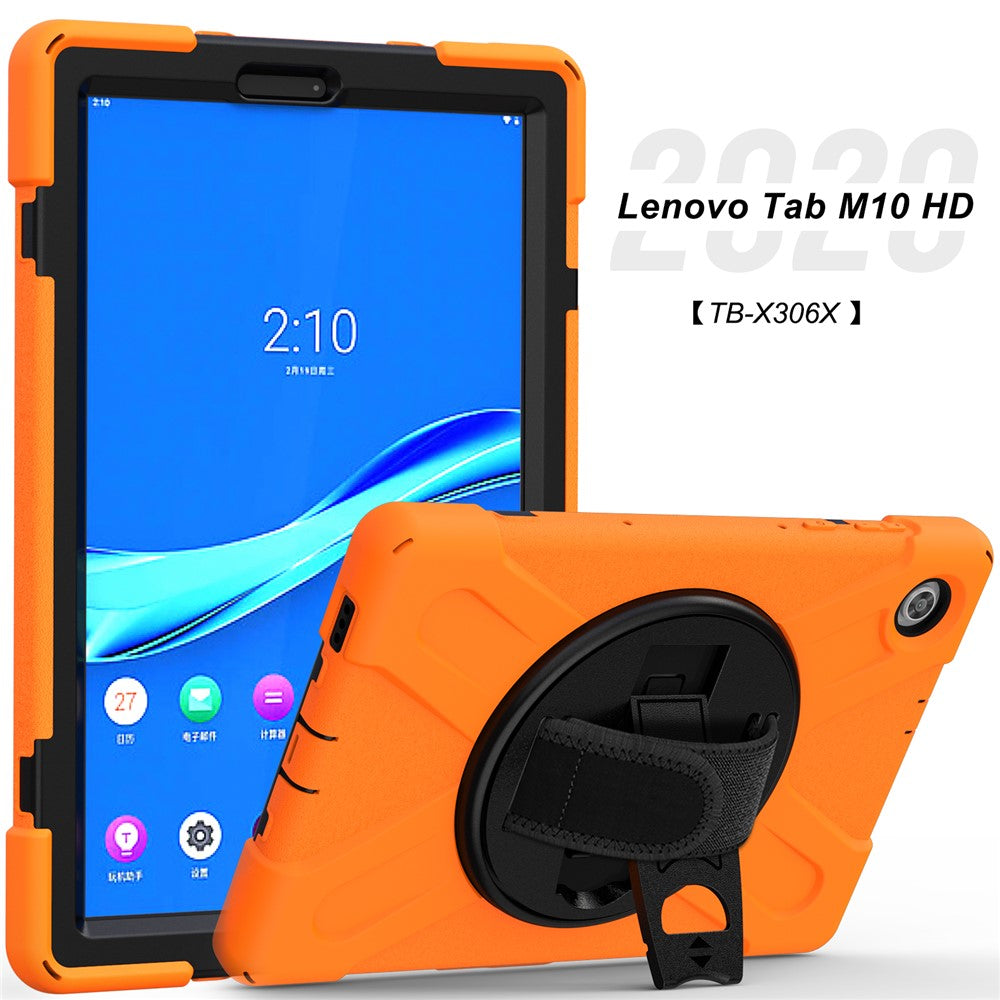 360° Swivel Kickstand  PC + Silicone Tablet Case Shell for Lenovo M10 X306X - Orange