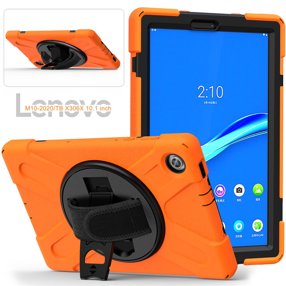 360° Swivel Kickstand  PC + Silicone Tablet Case Shell for Lenovo M10 X306X - Orange